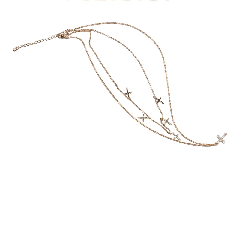 24k Gold Jewelry,Cross Heart Charm Choker Necklace For Women Dainty Layered Lip Chain Necklace Stainless Steel Trendy Jewelry view 2