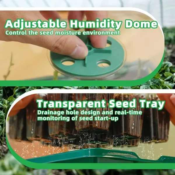 5-Pack Seed Starter Kit With LED Grow Lights – Indoor Propagation Trays With Adjustable Humidity Dome & Clear Cell Seedling Trays, Mini view 2