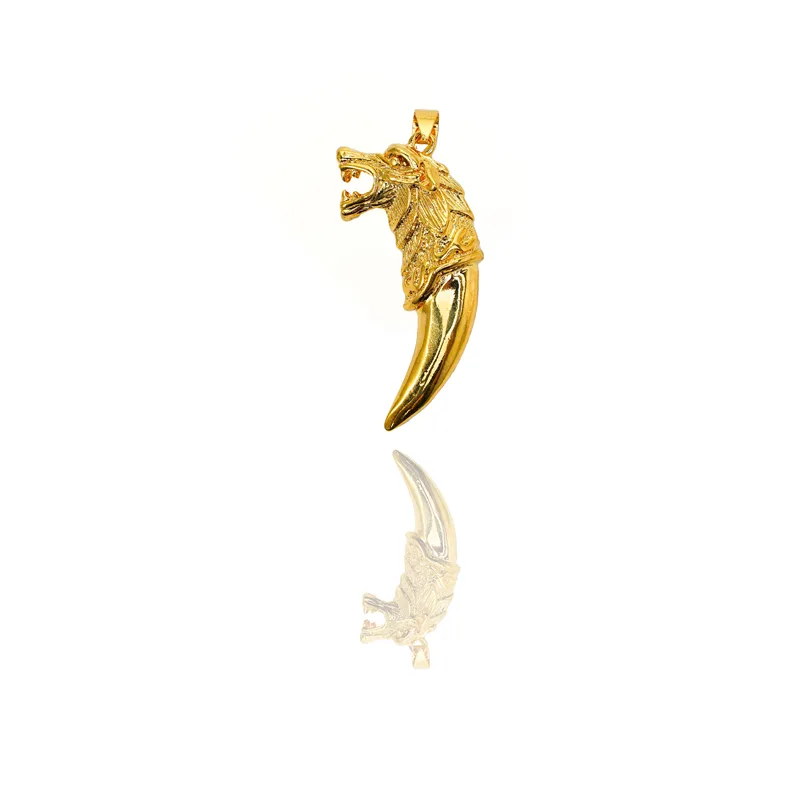 24k Gold Jewelry,Viking Wolf Necklace,Vintage Gothic Tribal Pendant,Punk Style Domineering Fierce Amulet Wolf Head Jewelry view 2