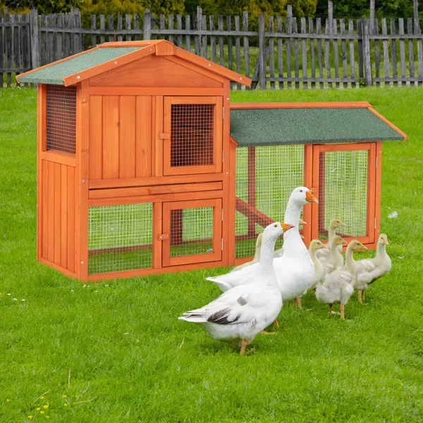 61" Wooden Chicken Coop Hen House Rabbit Wood Hutch Poultry Cage Habitat (SAME AS 39333036) view 2