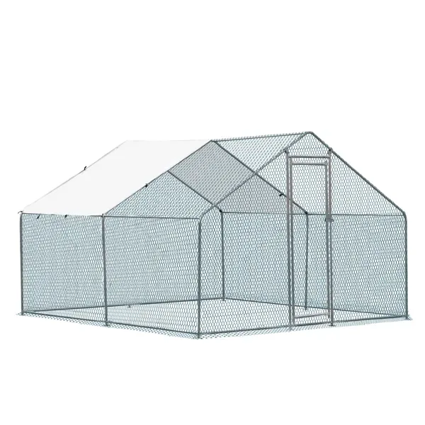 10 X 10 Ft Large Metal Chicken Coop, Walk-in Poultry Cage Chicken Hen Run House With Waterproof Cover, Rabbits Cats Dogs Farm Pen For view 4