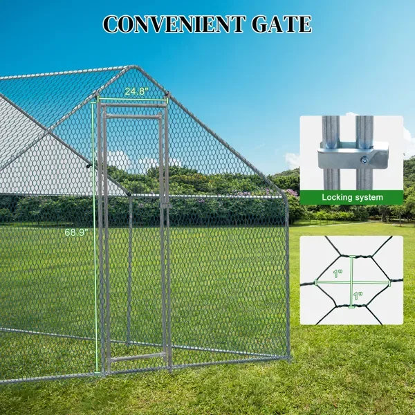 10 X 10 Ft Large Metal Chicken Coop, Walk-in Poultry Cage Chicken Hen Run House With Waterproof Cover, Rabbits Cats Dogs Farm Pen For view 3