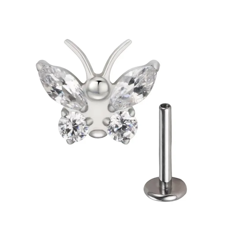 Butterfly Whisper 1 Pair Of Women's Earrings, Butterfly Shaped Earrings, Stainless Steel Zircon Earrings With Flowers, Crystal Clusters Blooming view 3