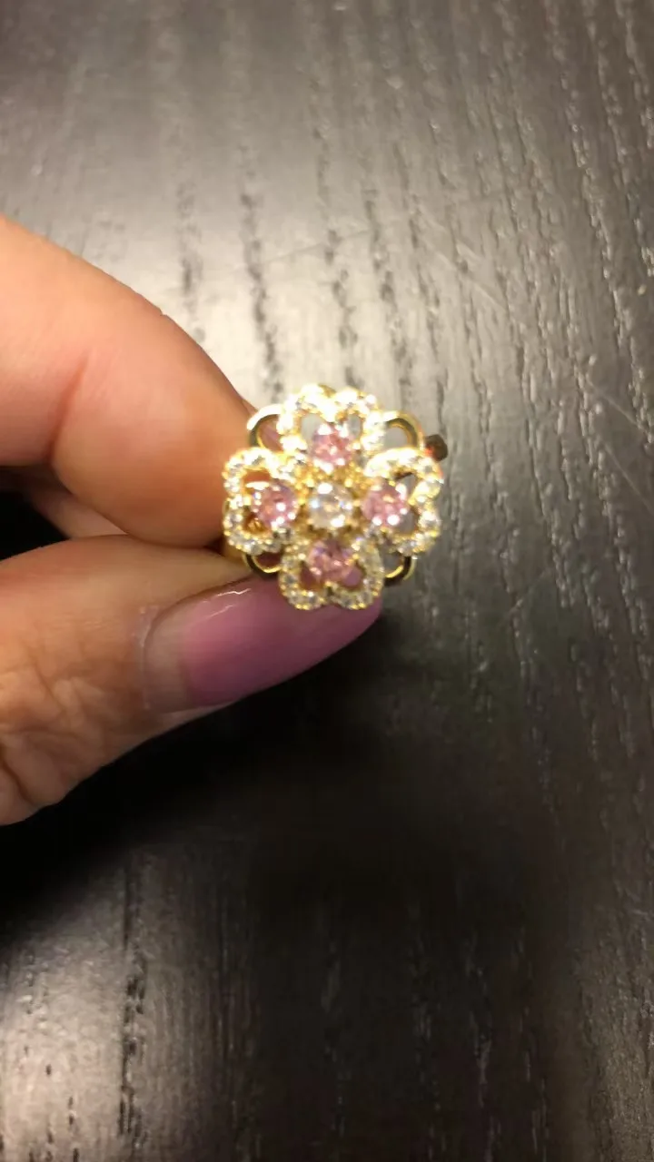 Golden Clover Rotate Rings For Women,Zircon Stainless Steel Open Adjustable Ring Golden Gift Jewelry view 3