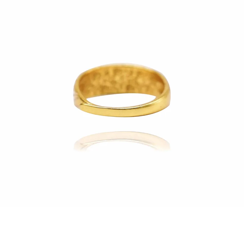 24k Gold Jewelry,Gold Dome Croissant Band Ring, Stackable Ring, Signet Ring, Women Jewelry Minimalist Chic Style view 3