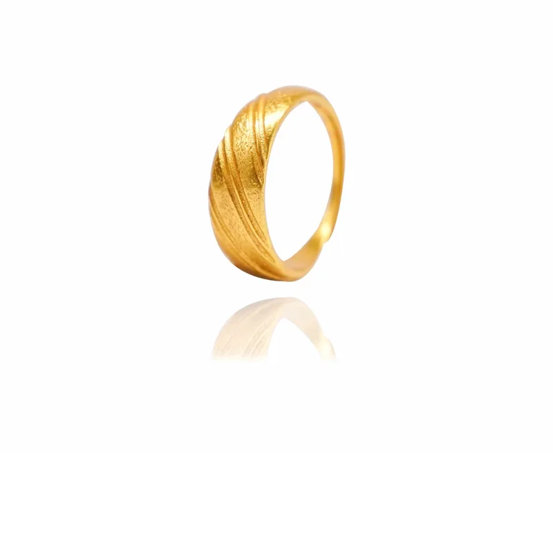 24k Gold Jewelry,Gold Dome Croissant Band Ring, Stackable Ring, Signet Ring, Women Jewelry Minimalist Chic Style view 2