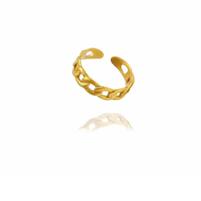 24k Gold Jewelry,Classic Twist Chain Open Rings For Women Zircon Geometric Twist Wrapped Couple Ring Jewelry view 3