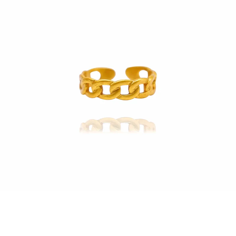 24k Gold Jewelry,Classic Twist Chain Open Rings For Women Zircon Geometric Twist Wrapped Couple Ring Jewelry view 4
