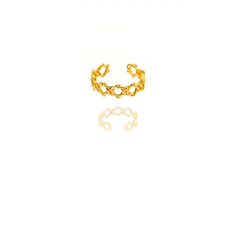 24k Gold Jewelry,Adjustable Ring Vintage Charm Jewelry,Fine Gold Celtic Knot Band Eternity Ring view 3