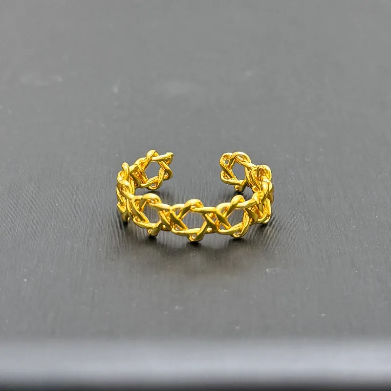 24k Gold Jewelry,Adjustable Ring Vintage Charm Jewelry,Fine Gold Celtic Knot Band Eternity Ring view 2