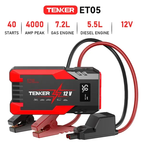 4000 AMP PEAK Car Jump Starter Jumper Box 51.8WH Power Bank 12V Battery Charger 7.2L Gas Engine 5.5L Diesel Engine LCD Display view 5