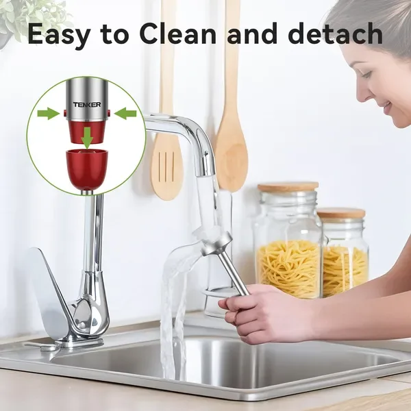 TENKER 5-in-1 Hand Immersion Blender, 1000W 12 Speed Handheld Blender, Copper Motor Stainless Steel Blade Stick Blender,600ml Mixing view 3