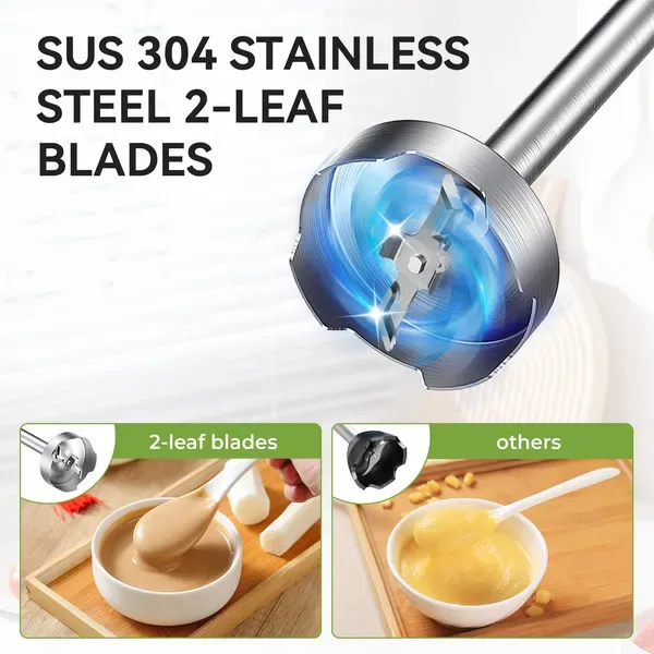 TENKER 5-in-1 Hand Immersion Blender, 1000W 12 Speed Handheld Blender, Copper Motor Stainless Steel Blade Stick Blender,600ml Mixing view 2