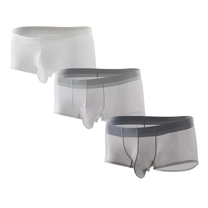 3PCS Men's Ultra Thin Cooling Briefs Lightweight Microfiber Underwear Breathable Design Transparent Underwear Briefs