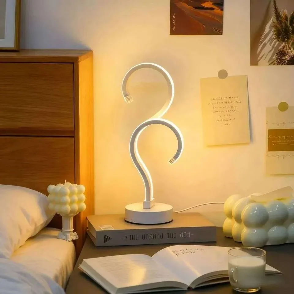 Creative Double Question Mark Elegant White Desktop Lamp, USB Power Supply - Three Color Lighting, Suitable For Bedroom view 4