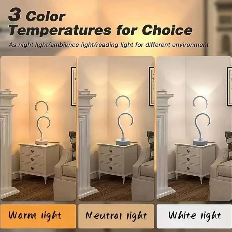 Creative Double Question Mark Elegant White Desktop Lamp, USB Power Supply - Three Color Lighting, Suitable For Bedroom view 3