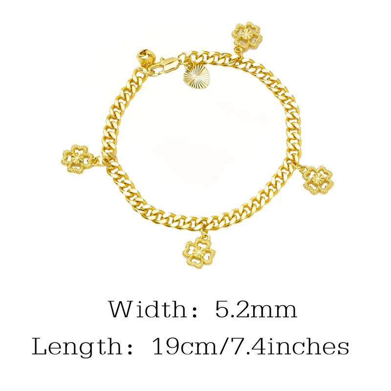 24K Gold Filled Bracelet For Women, FourLeaf Clover Round, Valentines Day Gifts view 4