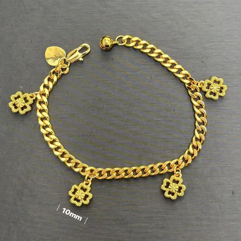 24K Gold Filled Bracelet For Women, FourLeaf Clover Round, Valentines Day Gifts view 2
