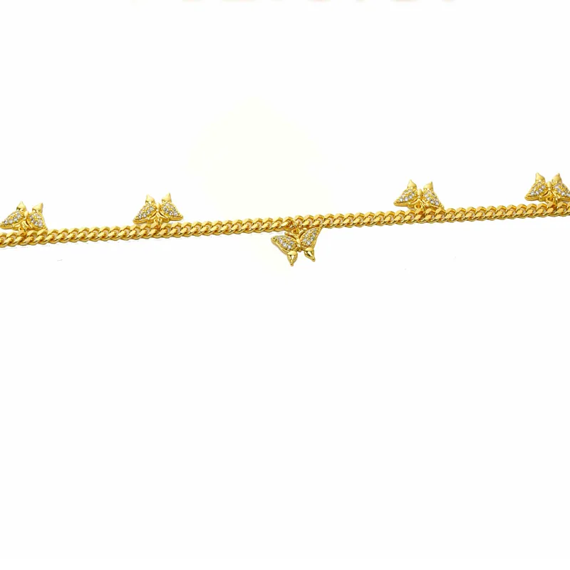 24K Gold Over Butterfly Design Jewelry, Micro-Inlaid Mossanite Women's Tennis Necklace, Effortless Grace For Her Delicate Neck view 3