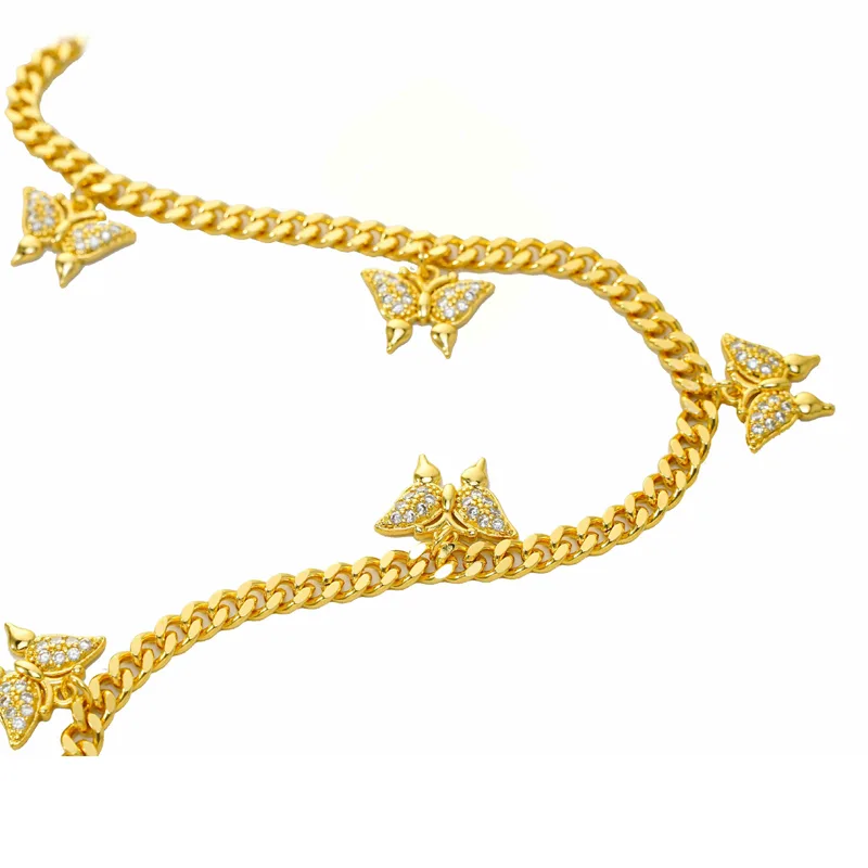24K Gold Over Butterfly Design Jewelry, Micro-Inlaid Mossanite Women's Tennis Necklace, Effortless Grace For Her Delicate Neck view 2