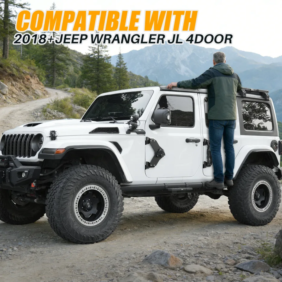 Running Boards Compatible With 2018 Wrangler JL 4 Doors With OEM Rock Rails view 3