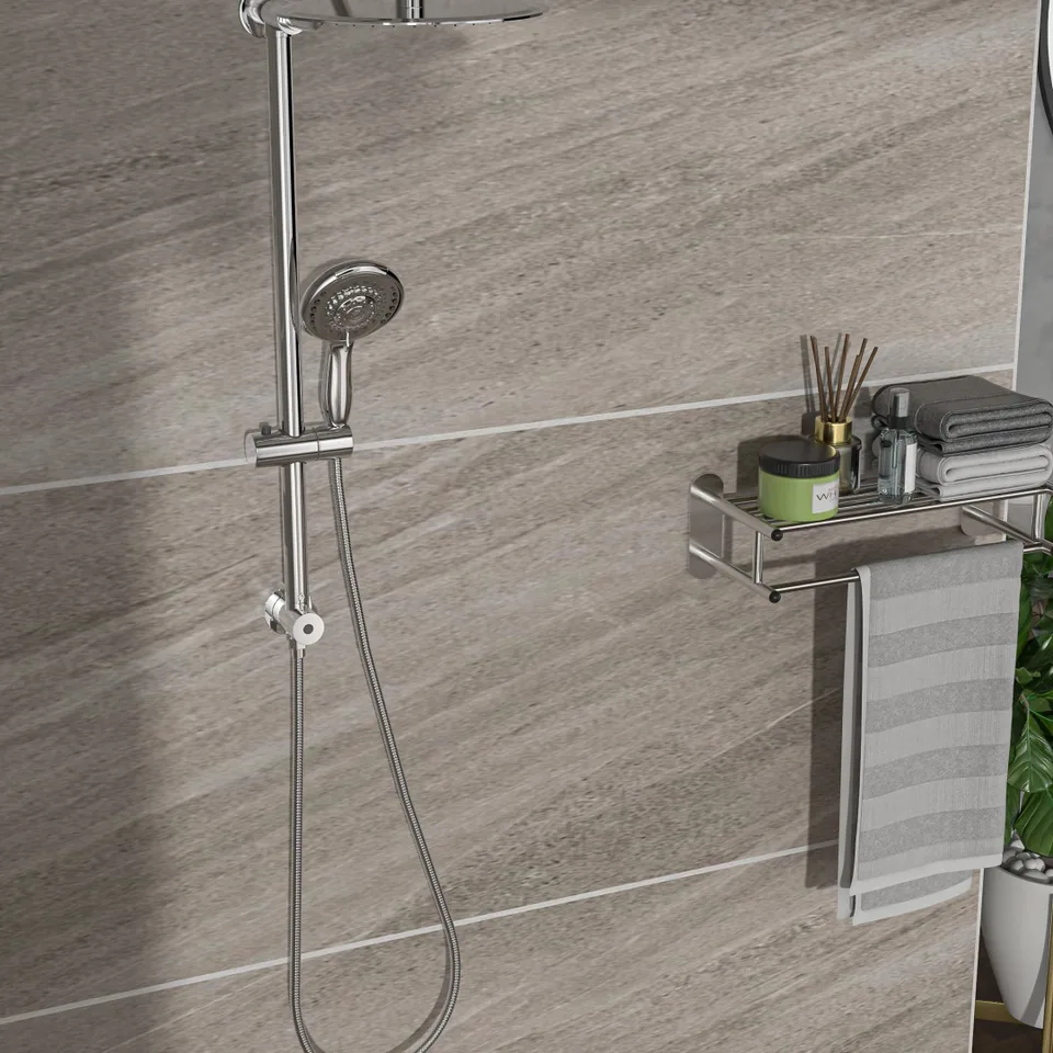 Shower Set  10inch Overhead Shower And Hand Shower, Round Shower Set, Dual Shower Heads, Chrome