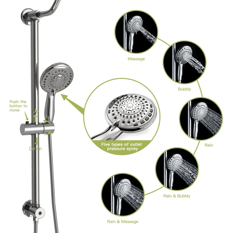 Shower Set 10inch Overhead Shower And Hand Shower, Round Shower Set, Dual Shower Heads, Chrome view 2