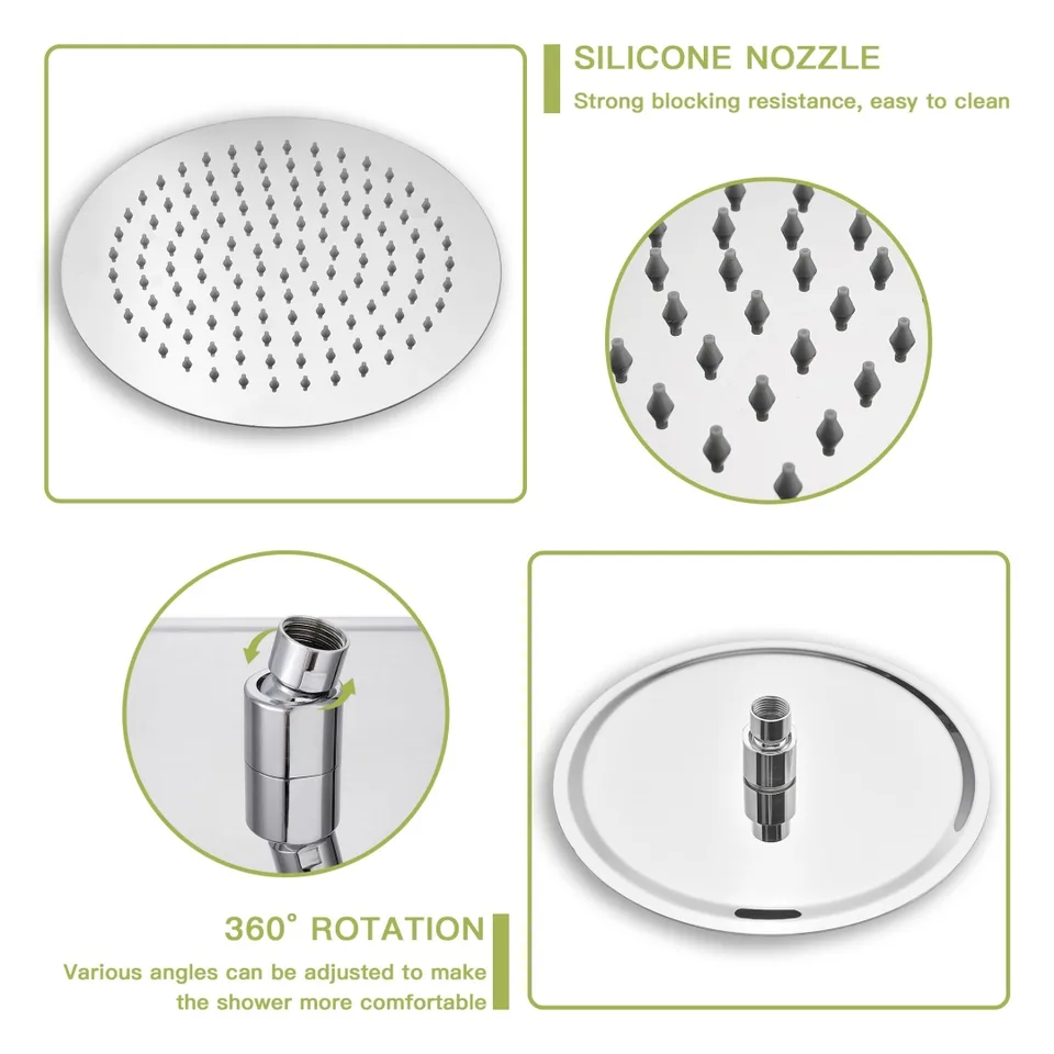 Shower Set 10inch Overhead Shower And Hand Shower, Round Shower Set, Dual Shower Heads, Chrome view 4