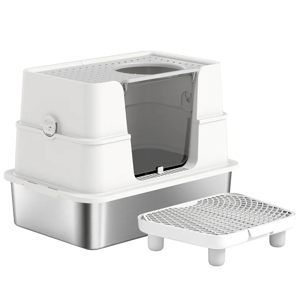 Cat Litter Box ,Top And Side Entry Enclosed Litter Box With Flip Top view 3