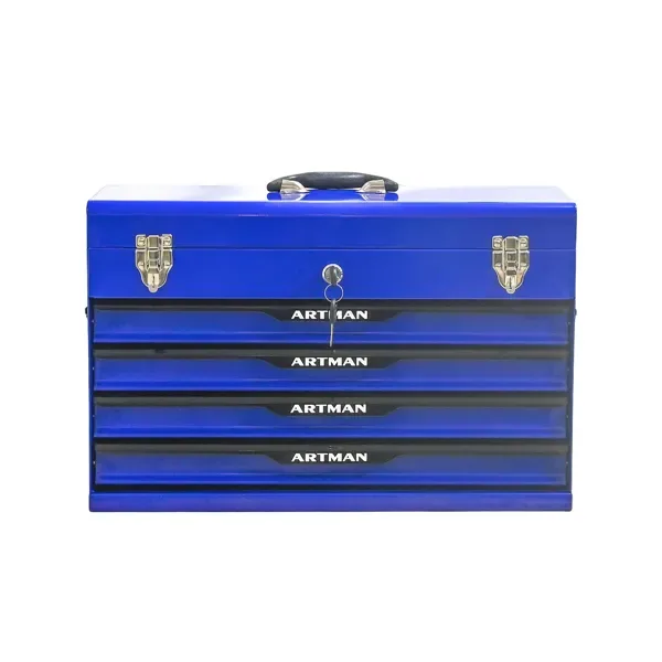 20-inch Steel Portable Tool Box With Drawers - Tool Storage Box Organizer With Metal Lock Closure Device - Powder-coated Tool Storage view 3