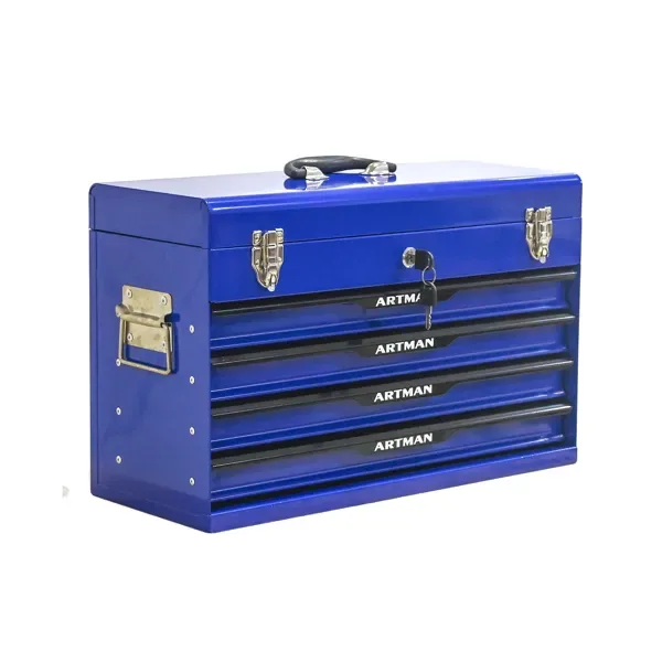 20-inch Steel Portable Tool Box With Drawers - Tool Storage Box Organizer With Metal Lock Closure Device - Powder-coated Tool Storage view 2