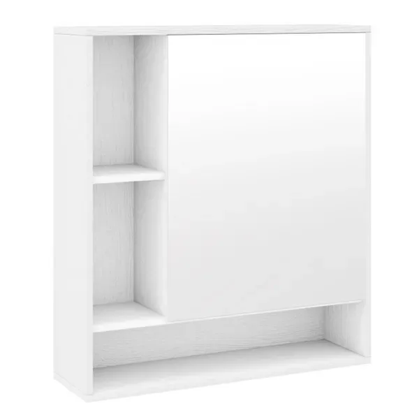 2 In 1 Mirrored Bathroom Wall Cabinet, Space-Saving Medicine Cabinet With Hidden Storage & Shelves - White view 2
