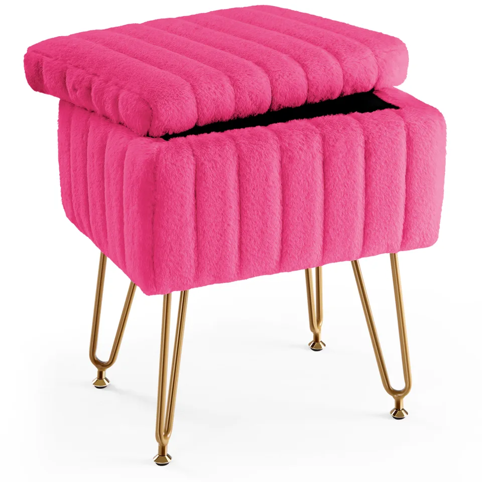 A Low Stool With Storage Function, Featuring 4 Metal Legs, Suitable For Use In The Bathroom, Living Room And Bedroom. view 3