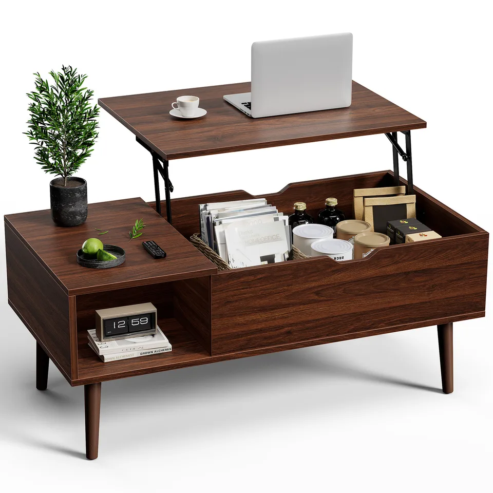 Lift Tabletop Coffee Tables For Living Room With Storage Shelf And Hidden Compartment