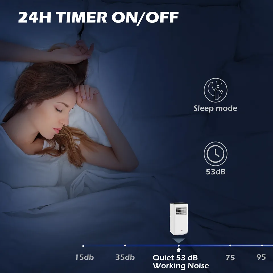 10,000 BTU Moible Air Conditioner 440 Sq. Ft., Dehumidifier Fan Auto Sleep with 24H Timer On/Off, Window Kit, White view 2
