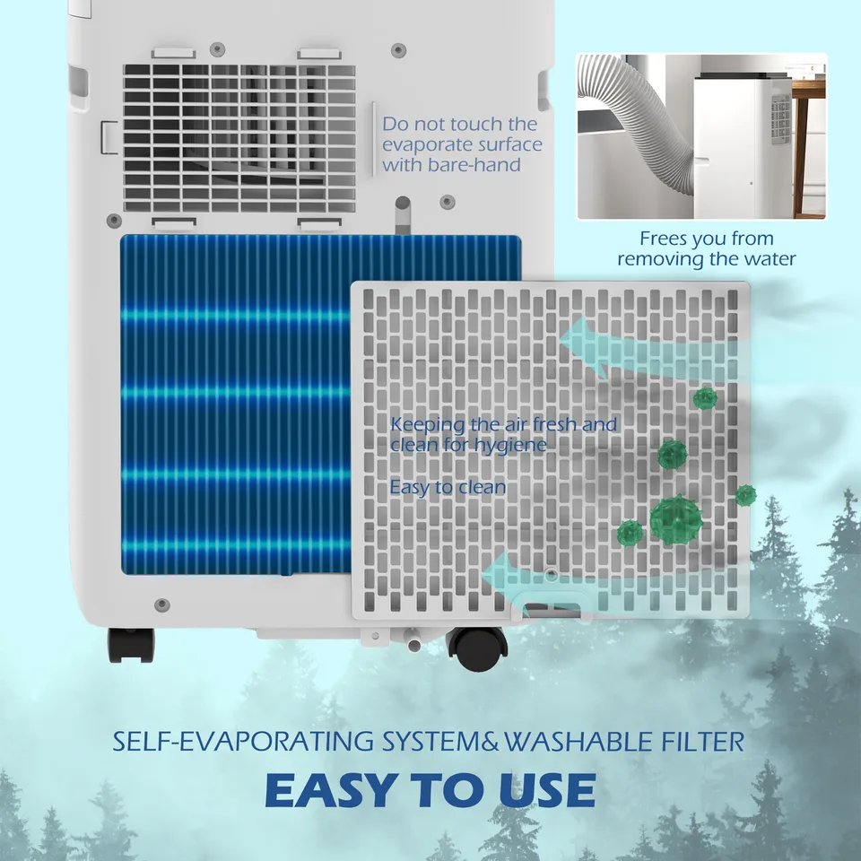 10,000 BTU Moible Air Conditioner 440 Sq. Ft., Dehumidifier Fan Auto Sleep with 24H Timer On/Off, Window Kit, White view 3