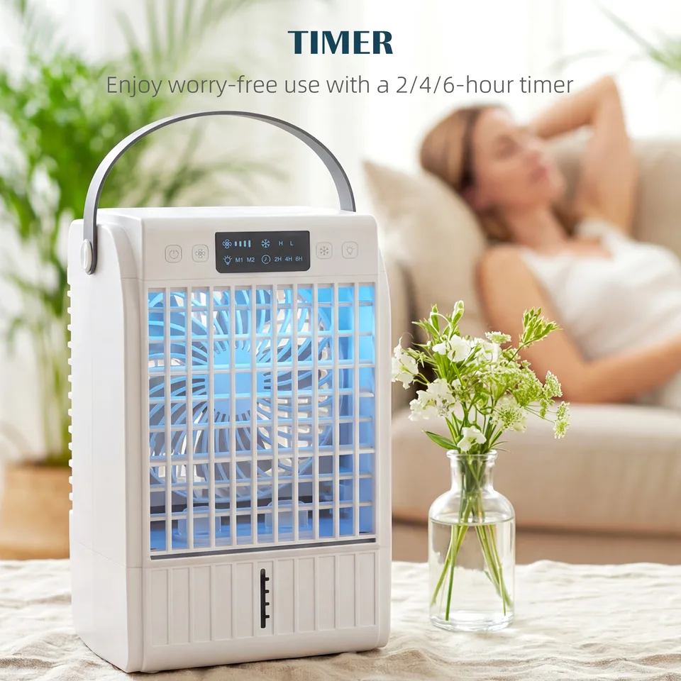 Portable Air Conditioner, 4-in-1 Mini Air Cooler with 4 Wind Speed, 2 Mist Mode, RGB 7 LED Light view 3