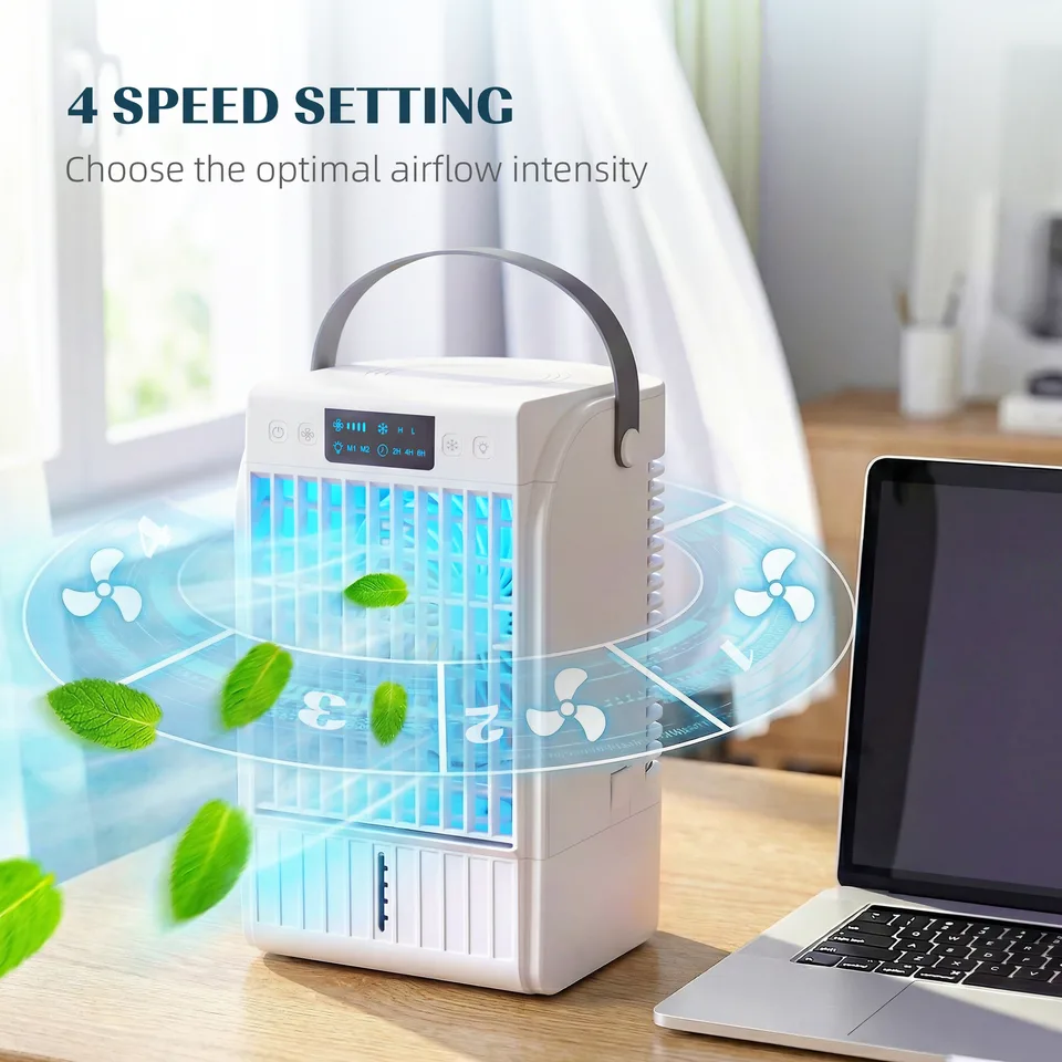 Portable Air Conditioner, 4-in-1 Mini Air Cooler with 4 Wind Speed, 2 Mist Mode, RGB 7 LED Light view 4