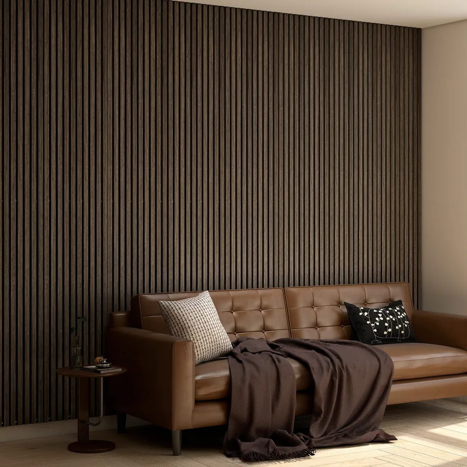 95" x 8" Wood Panels for Wall, 4 Pack Acoustic Panels, Sound Absorbing Slat Wall For Interior Wall Decor, Home, Walnut