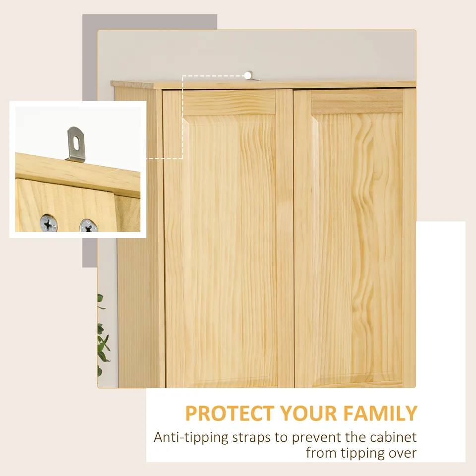 67" Pinewood Kitchen Pantry Storage Cabinet, Freestanding Cabinets with Doors and Shelves, Dining Room view 4