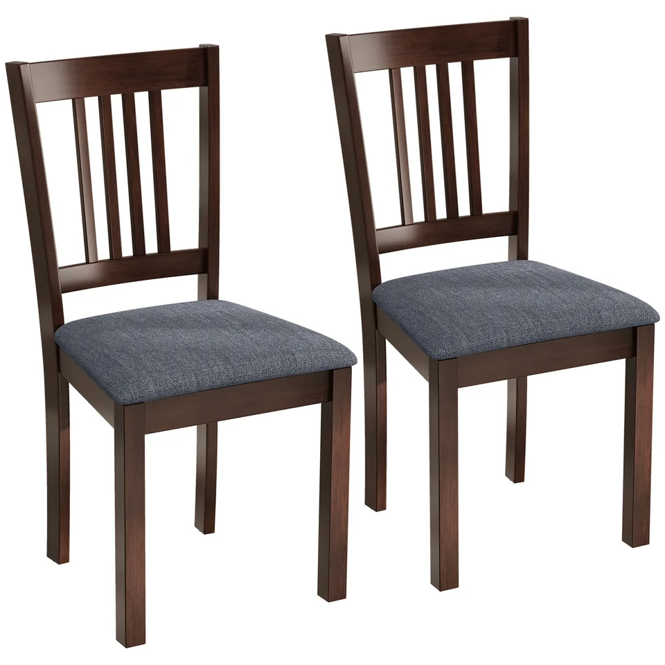 Dining Chairs Set of 2 Linen Upholstered Kitchen Chairs with Rubberwood Legs for Dining Room Living Room Espresso Gray