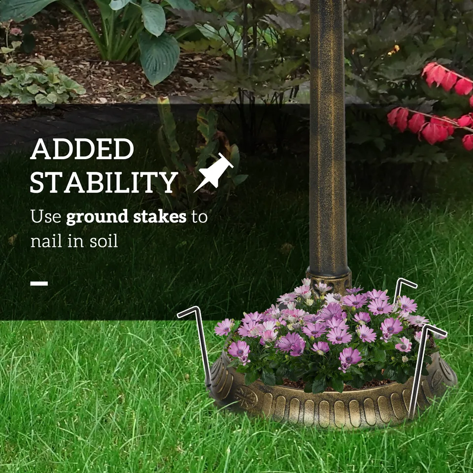 32" Antique Bird Bath Decorative Birdbath Bird Feeder Bowl with Planter Pedestal and Bird Statues, Bronze view 3