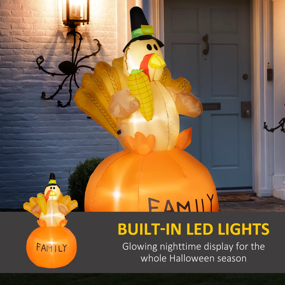 4.9ft Inflatable Thanksgiving Turkey, Blow Up LED Display for Garden Indoor Outdoor view 3