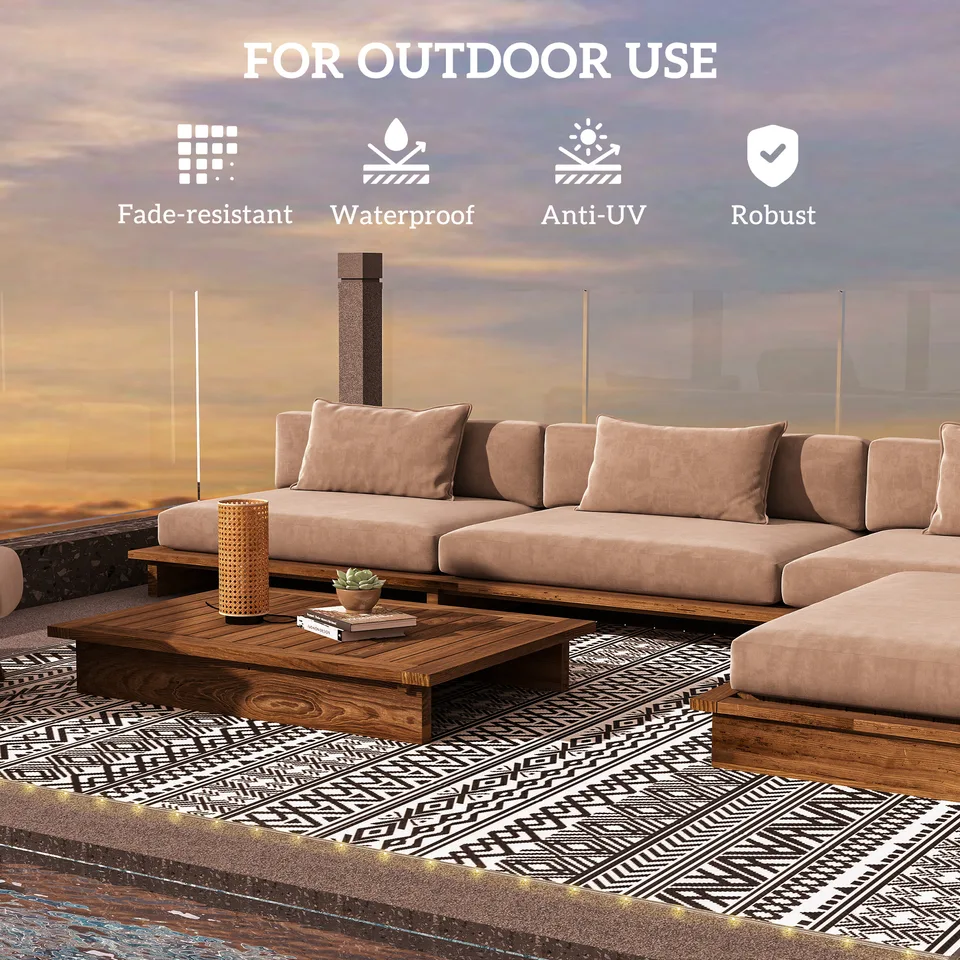 Outdoor Rug Carpet with USB Lights Reversible Patio Rug with Carry Bag for Camping 12 x 9 view 2