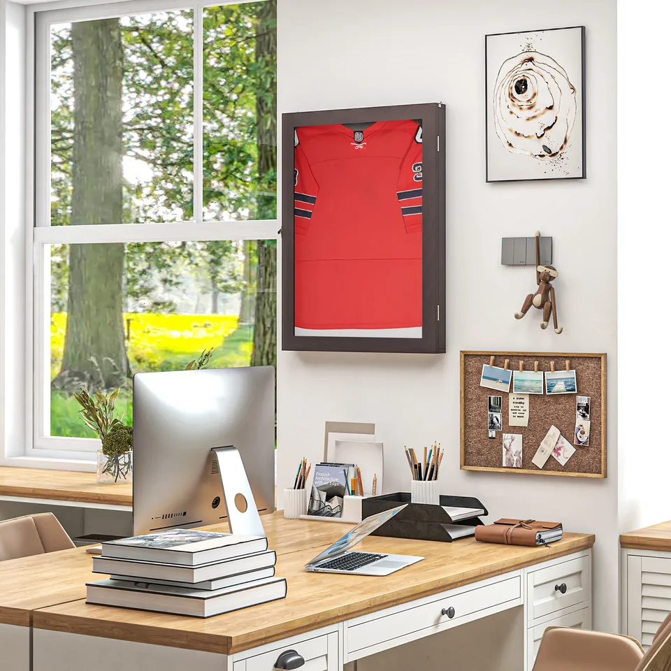 23.5" x 31.5" UV-Resistant Sports Jersey Frame Display Case, Brown