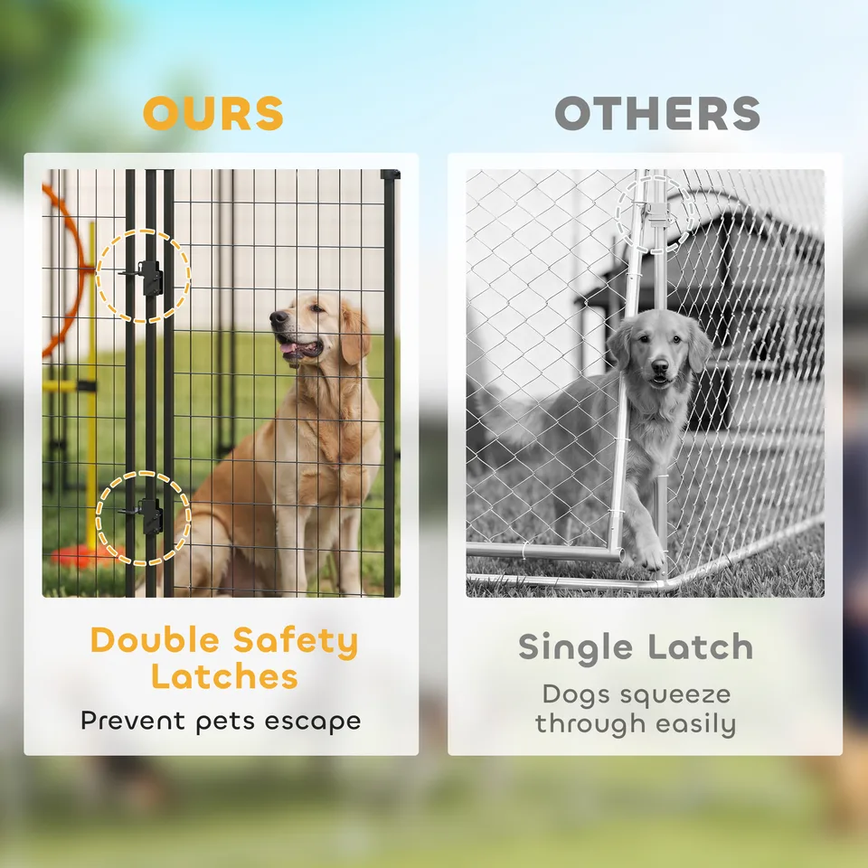 9.8 x 9.8 x 6 Outdoor Dog Kennel, Dog Kennel Outside Run with 360° Rotating Bowls, Waterproof & UV Resistant Cover view 2
