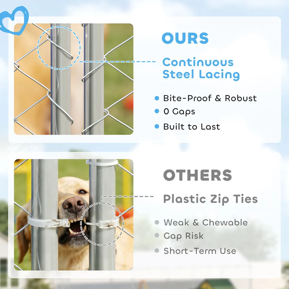 20 x 7.5 x 5 Dog Kennel Outdoor for Large Dogs with Waterproof Roof, Silver view 2