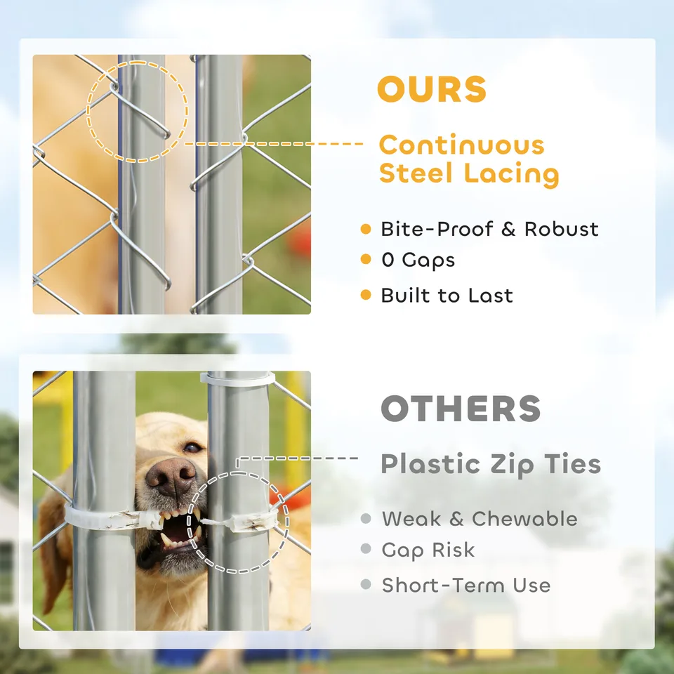Heavy Duty Outdoor Dog Kennel with Waterproof Roof, 2 Secure Latches, Chain Link Dog Run for Backyard, 20 x 10 x 7 view 4