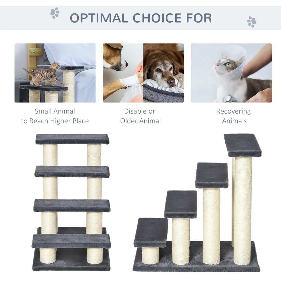 Cat Tree with 4 Steps for High Beds w/ Sisal Scratching Post view 3