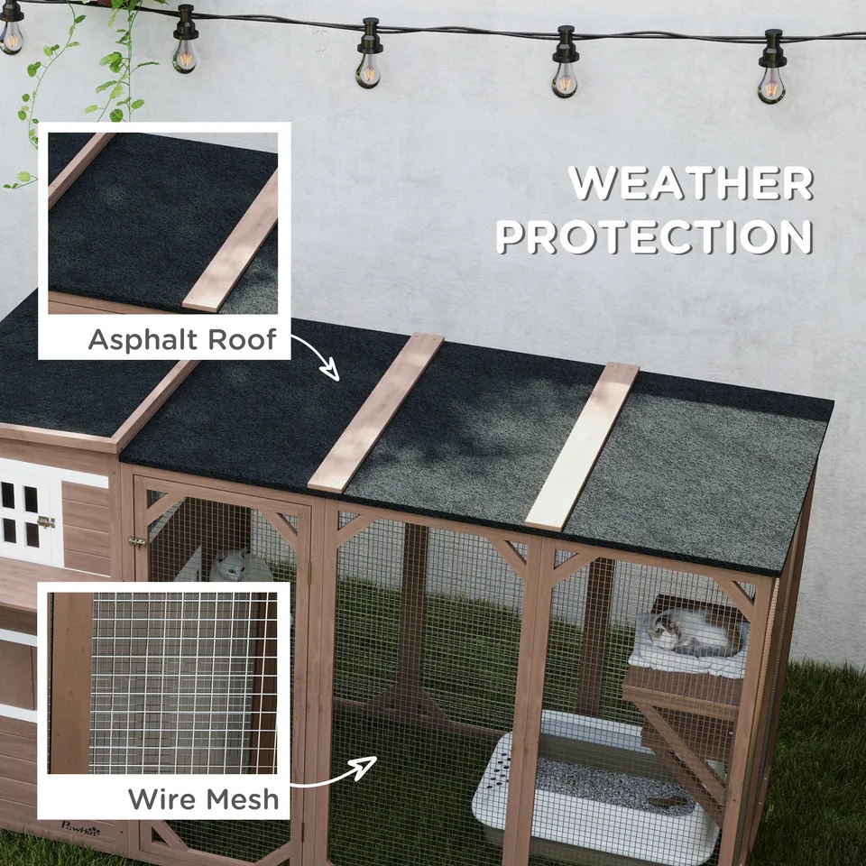 Large Outdoor Cat House for 3 Kitties, Multi-Level Design with Big Hiding Areas 2 Stories & Multiple Platforms Cat Condo view 2